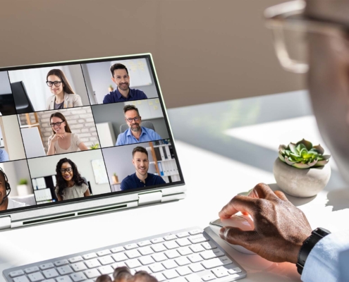 Businessman Videoconferencing On Laptop